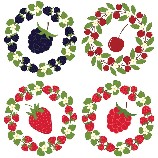 Набор ягодных венков — стоковый вектор
