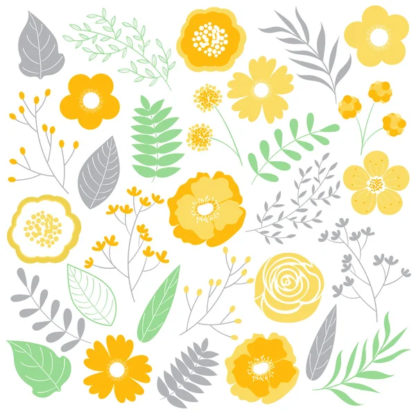 Bloemen geel Set — Stockvector