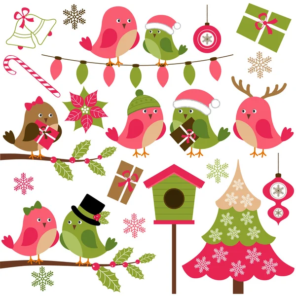 Vector christmas vogels — Stockvector