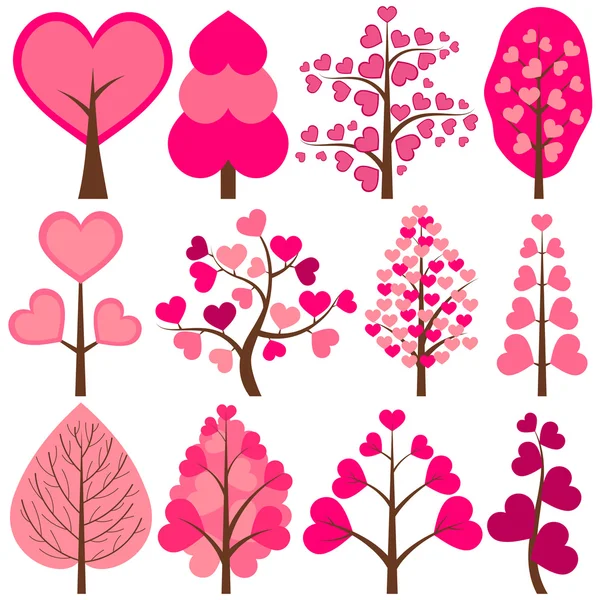 Set de árboles de amor vectorial — Archivo Imágenes Vectoriales
