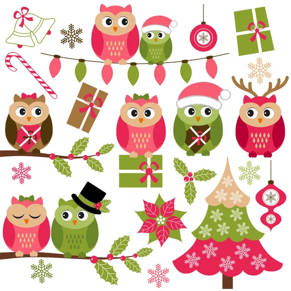 Vector búhos de Navidad — Archivo Imágenes Vectoriales