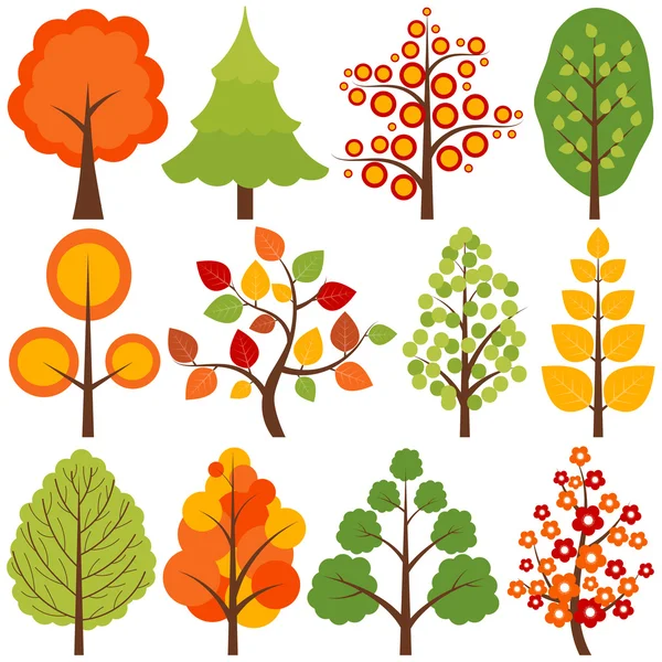Autumn Trees Set — Stock Vector