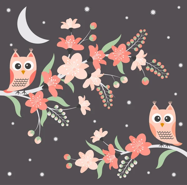 Vector Night Owls — Stock Vector