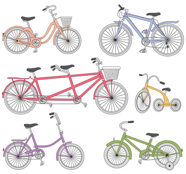 Векторный набор велосипедов — стоковый вектор