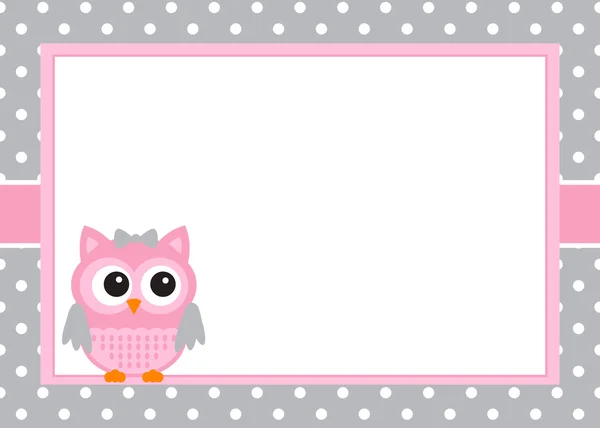 Baby Girl Owl Card — Stock Vector