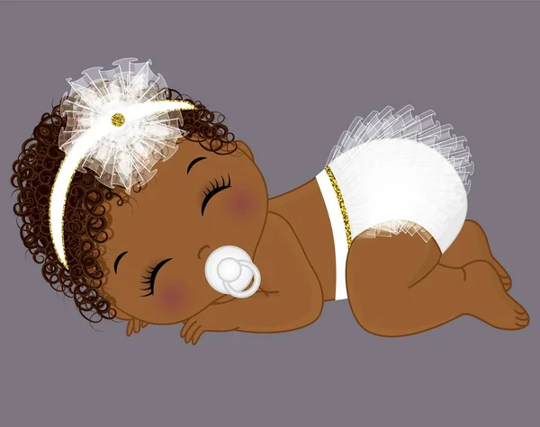 Bebé afroamericano en pañal blanco con volantes — Archivo Imágenes Vectoriales