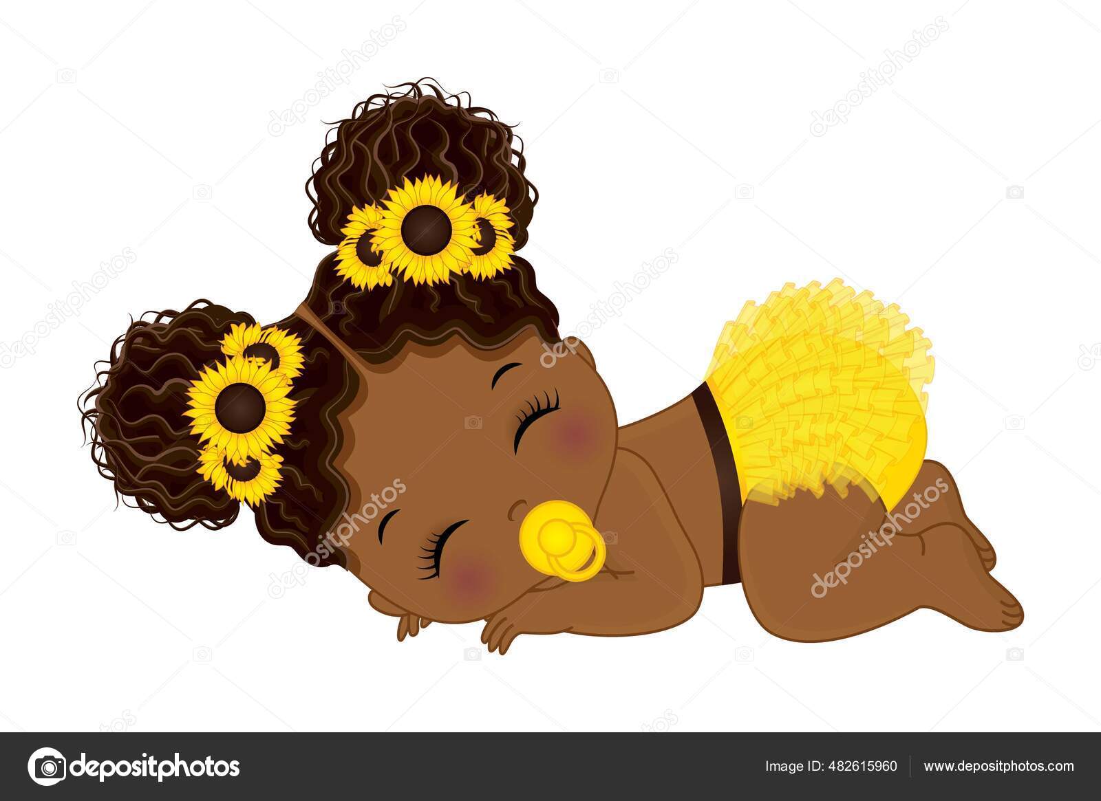 Afroamerikanische Sonnenblume Baby Madchen Mit Schnuller Vektorgrafik Lizenzfreie Grafiken C Marlenes9 482615960 Depositphotos