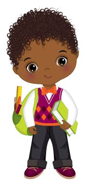 Sırt çantalı Afro-Amerikan Okul Çocuğu