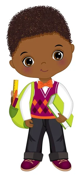 Sırt çantalı Afro-Amerikan Okul Çocuğu — Stok Vektör