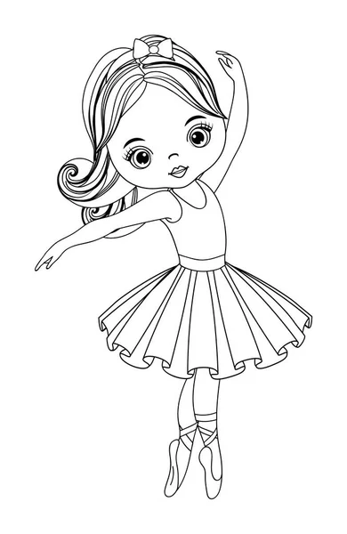 Bailarina vectorial en blanco y negro para colorear — Vector de stock