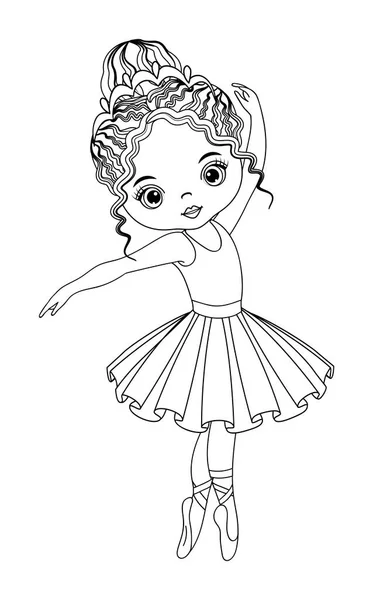 Vetor preto e branco bailarina menina para colorir — Vetor de Stock