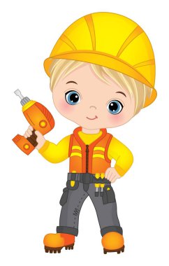 Şirin Küçük Çocuk Sondajı. Vektör Küçük Yapıcı