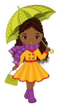 Güzel Siyah Kız Şemsiye Tutuyor 