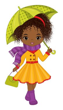 Güzel Siyah Kız Şemsiye Tutuyor 