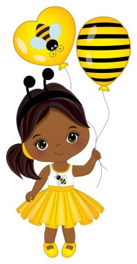 Arı anten bandı takan küçük siyah kız. 