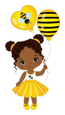 Arı anten bandı takan küçük siyah kız. 