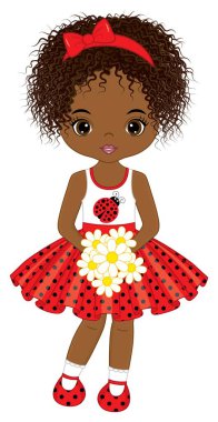 Güzel Siyah Kız Çiçek Buketini Tutuyor