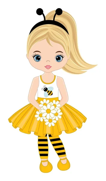 Hermosa chica usando la banda de la antena de la abeja — Vector de stock