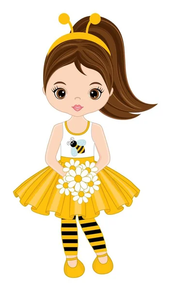 Hermosa chica usando la banda de la antena de la abeja — Vector de stock