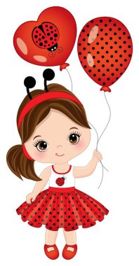 Uğur böceği anten bandı takan şirin küçük kız. 