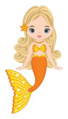 Turuncu Balık Kuyruklu Güzel Deniz Kızı 