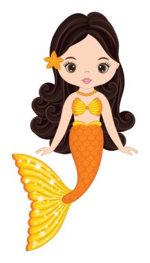 Turuncu Balık Kuyruklu Güzel Deniz Kızı 