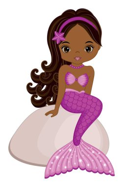 Pembe Balık Kuyruklu Afro-Amerikan Şirin Denizkızı