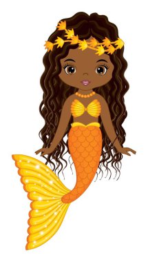 Turuncu Balık Kuyruklu Afro-Amerikan Şirin Denizkızı