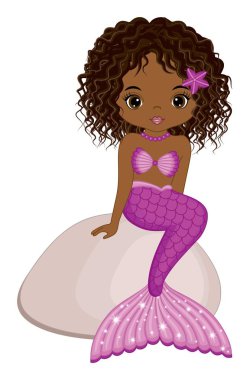 Pembe Balık Kuyruklu Afro-Amerikan Şirin Denizkızı