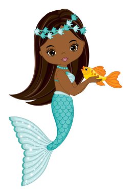 Turkuaz Balık Kuyruklu Afro-Amerikan Denizkızı