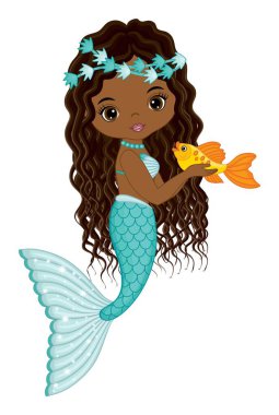 Turkuaz Balık Kuyruklu Afro-Amerikan Denizkızı