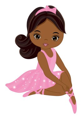 Vektör Afrikalı Amerikalı Güzel Balerin 