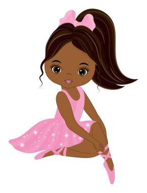 Vektör Afrikalı Amerikalı Güzel Balerin 