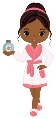 Vektör Şirin Kaplıca Şampuanlı Siyah Kız