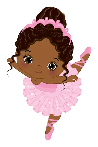 Vector African American Cute Ballerina — Stock Vector