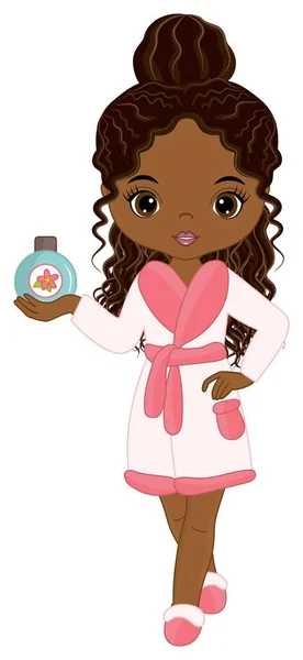 Vector Cute Spa Black Girl mit Shampoo — Stockvektor