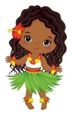 Sevimli Luau Küçük Kız Çimen Giyen Etek Dansçısı