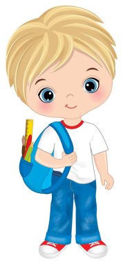 Sırt çantalı vektör okulu çocuğu