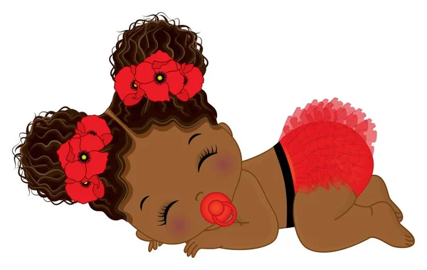 Afro-americano Poppy bebê menina com chupeta — Vetor de Stock