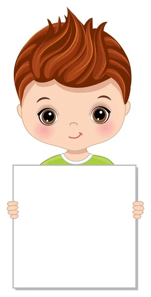 Lindo niño pelirrojo sosteniendo el marco en blanco — Vector de stock