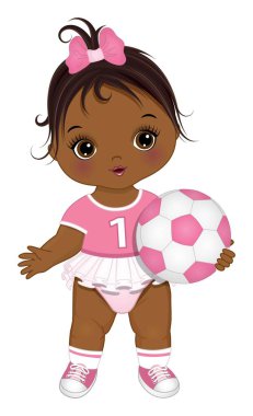 Futbol Toplu Şirin Afrikalı Amerikalı Bebek Kız