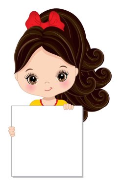 Cute Little Dark-Haired Girl Holding Blank Frame clipart
