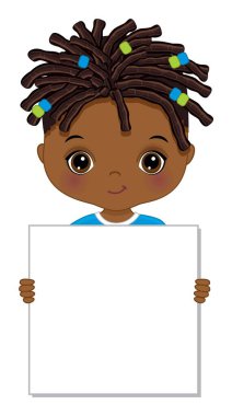 Cute Little African American Boy Holding Frame clipart
