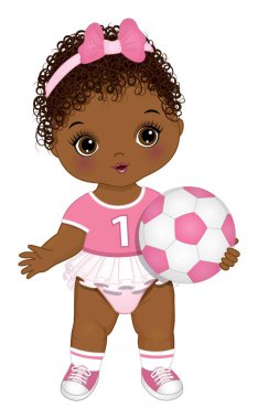 Futbol Toplu Şirin Afrikalı Amerikalı Bebek Kız