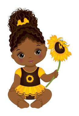 Ayçiçekli tatlı Afrikalı Amerikalı Bebek Kız