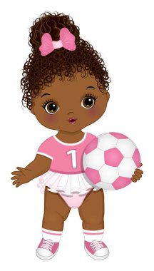 Futbol Toplu Şirin Afrikalı Amerikalı Bebek Kız