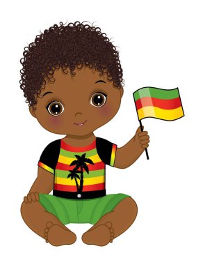 Bayraklı Afrikalı Amerikan Reggae Bebeği