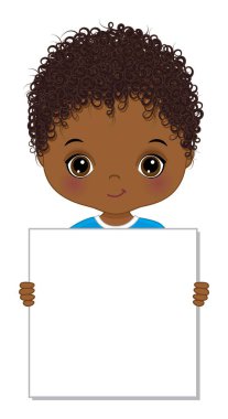 Şirin Afrikalı Amerikalı Çocuk Boş Çerçeve Tutuyor
