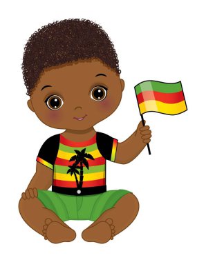 Bayraklı Afrikalı Amerikan Reggae Bebeği