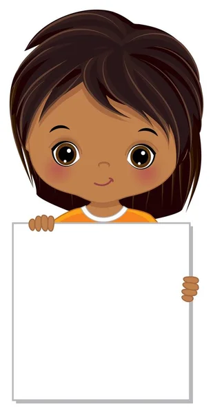 Schattig Little Native American Boy Holding blank frame — Stockvector